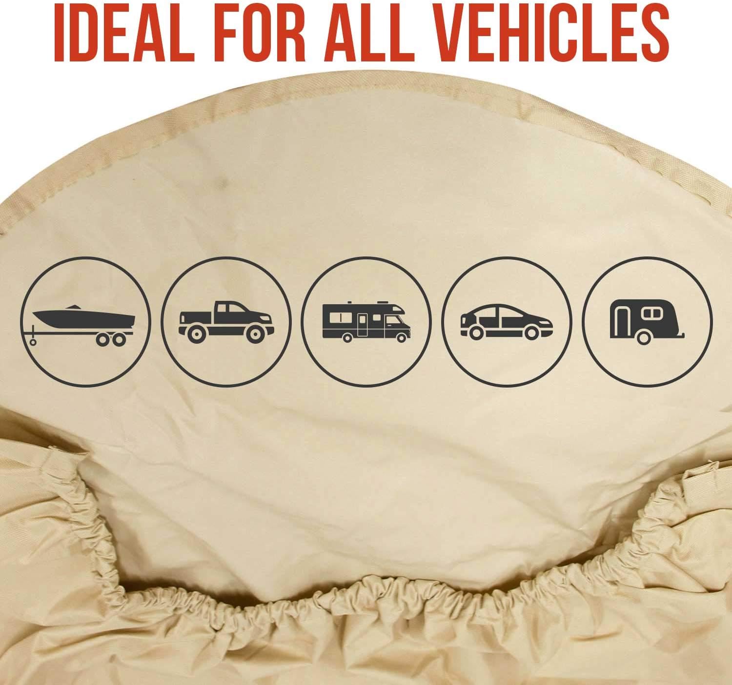 TCP Global Set of 4 Oxford Waterproof Canvas Wheel Tire Covers for RV Auto Truck Car Camper Trailer 27"-29" Diameter: Automotive