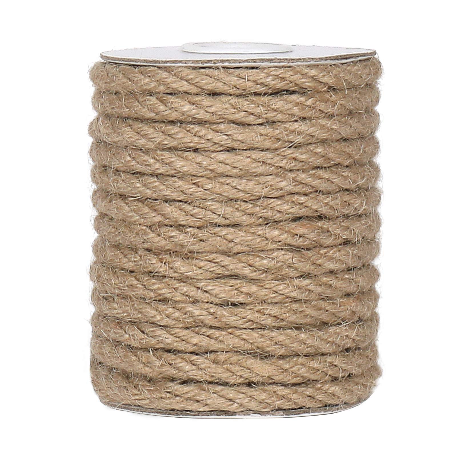 6mm Jute Rope, 33 Feet Thick Natural Jute Twine String for Cat Scratch Post Rope, Gardening, Camping, Decorating (Brown)