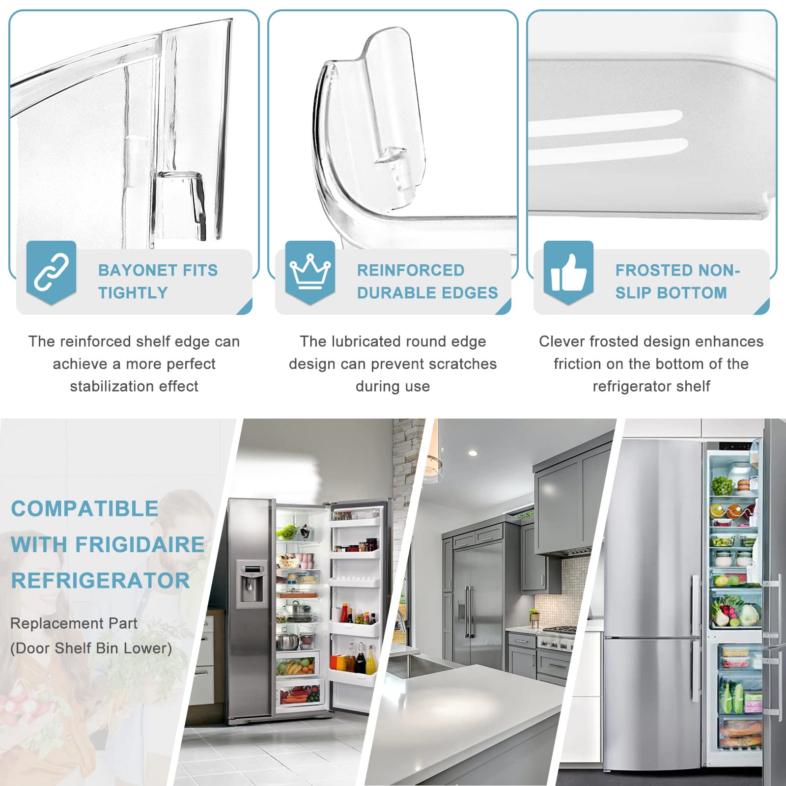 UPGRADED 242126602 Refrigerator Door Bin Shelf Replacement Compatible with Frigi.daire Refrigerator Door Shelf Replacement Parts LFSS2612TF0 LFSS2612TF4 by AMI PARTS