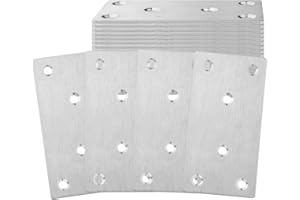 ASELECTED 22 PCS Sliver Mending Bracket Plate, Stainless Steel 50MM X 100MM X 2MM Heavy Duty Flat Corner Brace for Wood, Metal Straight Fixing Joining Shelf Support Corner for Shelves, Furniture and Cabinet