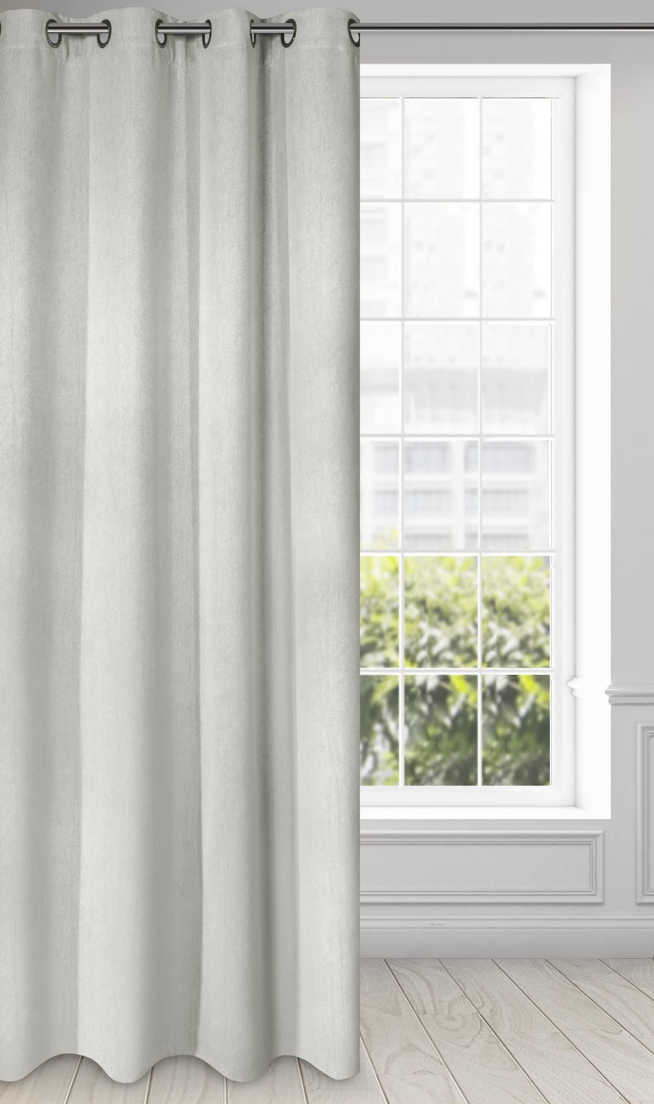 Eurofirany ROSSIE 250 g/m2 Blackout Thermal Curtain with Eyelets Opaque Modern Heat-Insulating Blackout Curtain for Teenagers' Room Living Room Bedroom 135 x 250 cm Silver