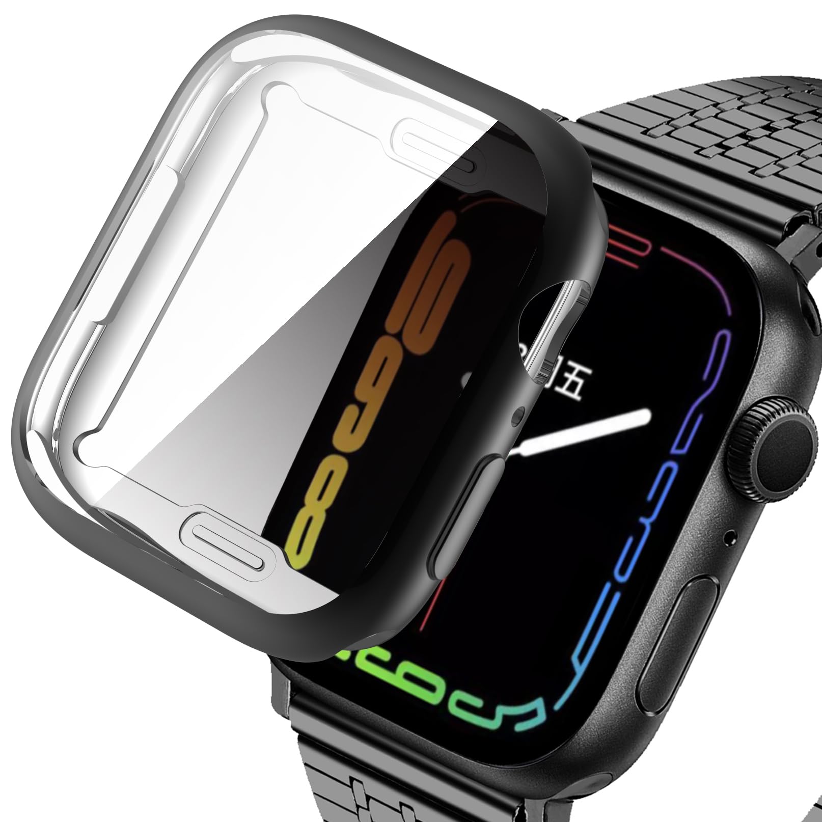 FiiMoo Case for Apple Watch Series 10 42mm, with Built in Screen Protector, TPU Watch Case, [Full Coverage], Shockproof Cover, HD Definition Cover Case for Apple Watch Series 10 42mm-Black