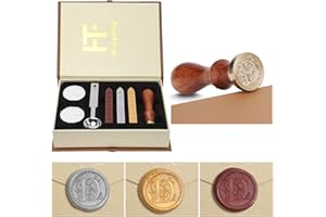 Mingting Wax Seal Stamp Kit,Mingting Classical Old-Fashioned Antique Wax Stamp Seal Kit Initial Letters Alphabet Set Gift Box with Vintage Wooden Handle and Brass Color Head(D)