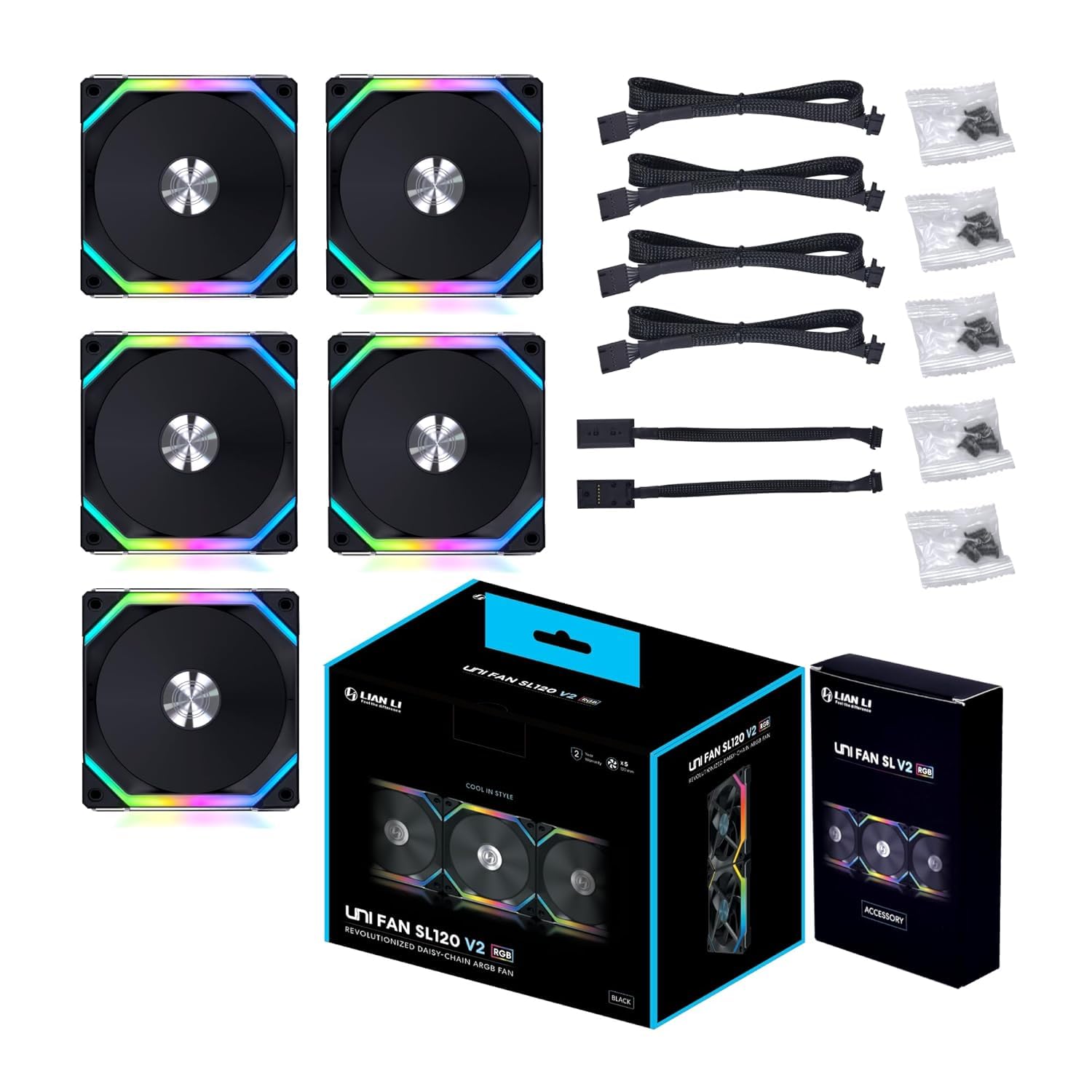 Lian Li SL120 V2 Black 5pcs Pack (with Controller)