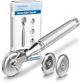 Stainless Steel Handle Screen Roller Tool with 3 Steel Bearing Wheels | Heavy Duty Screen Spline Roller Tool with 3 Wheels (Flat, 0.098" &amp; 0.137" Concave), Durable &amp; Rust-Resistant Repair Tool