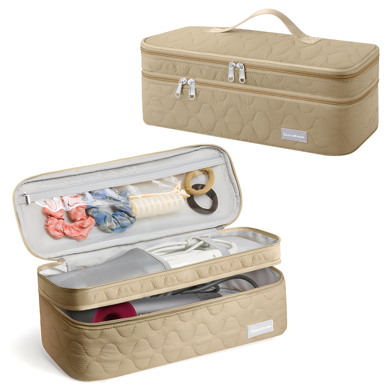 Dizdvizd Double Layer Travel Carrying Case, Compatible with Dyson/Shark Flexstyle/Airwrap Styler Storage Bag, Hair Dryer/Hot Air Styler Organiser Bag