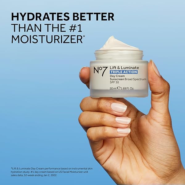 NO7 LIFT & LUMINATE TRIPLE ACTION FACE CREAM – FRAGRANCE FREE FACE MOISTURIZER WITH SPF 30 – FORMULATED WITH ANTI AGING COLLAGEN PEPTIDES & BRIGHTENING COMPLEX (1.69 OZ)