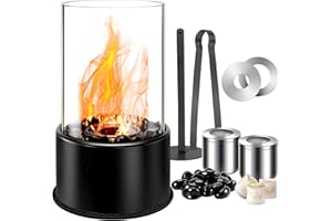 Vanleonet Table Top Firepit, [4h Burn] Tabletop Fire Pit Indoor Outdoor, Portable Ethanol Table Top Fire Bowl with Adjustable Flames & 2 Combustion Chambers-Gift for Balcony Parties Home Decor