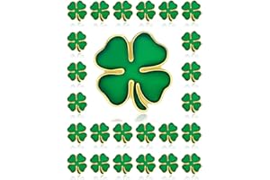 Tichso 25/50/100/200/300 pieces Metal enamel green small St. Patrick's Day Lapel pin four leaf clover pin Brooch pins for women men Clothes backpack hat Irish holiday souvenir gift Four leaf clover pin badge bulk