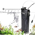 hygger Submersible Aquarium Power Filter 120 GPH for 10-20 Gallon Fish Tank Corner Internal Filter with Bio Ball Sponge 3-Stage Filtration System