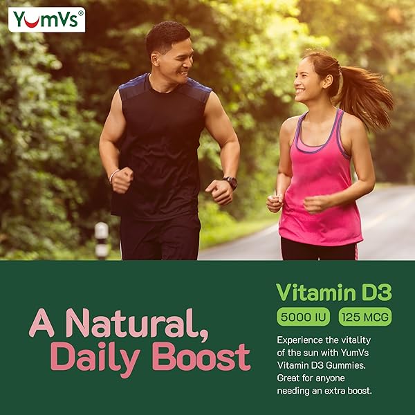 YUM-V’S VITAMIN D3 JELLIES, VITAMIN D 5000 IU, DAILY DIETARY SUPPLEMENT, MIXED BERRY FLAVOR CHEWABLE JELLIES, VEGETARIAN, GLUTEN-FREE AND KOSHER HALAL – 60 COUNT