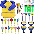 EVNEED Paint Sponges for Kids,29 pcs of Fun Paint Brushes for Toddlers.Coming with Sponge Brush, Flower Pattern Brush, Brush 