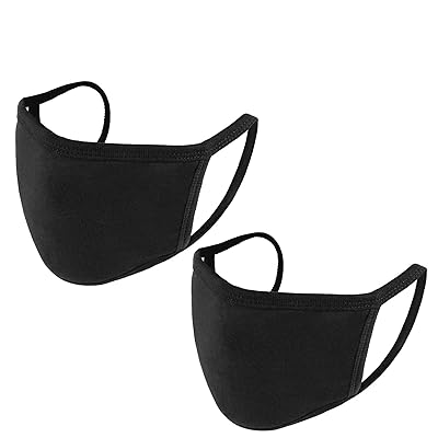 2 Pcs | Fashion Protective Face Masks, Unisex Black Dust Cotton Mouth Masks, Washable, Reusable Masks