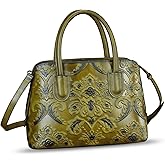 Genuine Leather Handbag for Women Top Handle Satchel Handmade Retro Embossed Leather Vintage Crossbody Purse
