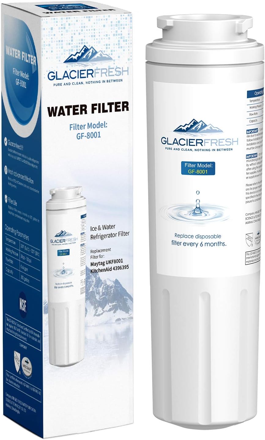 Amazon Com Glacier Fresh Ukf8001 Water Filter Cartridges Nsf 42 Certified Compatible With Maytag Ukf8001 Whirlpool 4396395 Ukf8001axx Ukf8001p Filter 4 Edr4rxd1 469006 Puriclean Ii 1 Pack Kitchen Dining