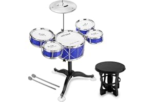 CHADRIGIVS Toddler Drum Set Kids Jazz Drum Kit 8 Piece - Educational Percussion Musical Instruments Drum Toy Playset Christmas Birthday Gift for Boys Girls, Blue