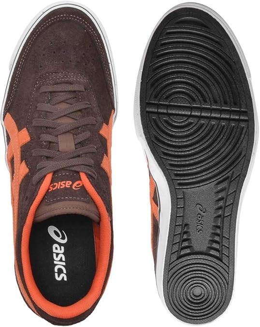 tênis couro asics top spin suede marrom