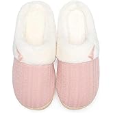 NineCiFun Women's Slip on Fuzzy Slippers Memory Foam House Slippers Outdoor Indoor Warm Plush Bedroom Shoes Scuff with Faux Fur Lining