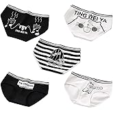 SINGUYUN Women's Panties Breathable Cotton Brief Japanese Anime Cosplay Print Underwear Mid Waist Briefs Cute 5-Pack