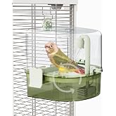 YOOSO WING Water Circulation Bird Bath, Hanging Cage Shower Box(Green) | Quiet auto pump with filtration &amp; 4 replacement filters. Clear tank, easy to clean,For budgies, canaries &amp; more