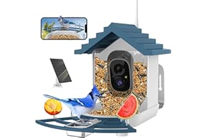 VATJUBI Smart Bird Feeder with Camera,Ai Identify Birds Watching Camera with Solar Powered,FHD Auto Capture Birds Video in Backyard,Porch, Patio,Ideal Gifts for Family and Bird Lovers,Navy Blue