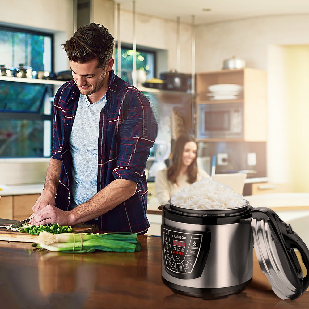 Electric Pressure Cooker, CUSIBOX Multifunctional Electric Pressure Cooker, Stainless Steel 6Qt 1000W Rice Cooker, Egg Cooker, Steamer and Warmer