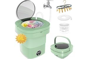 ABXKZ Portable Washing Machine, 9L Mini Washing Machine Foldable Small Washer Machine and Dryer, Intelligent Bucket Laundry Machine with 3 Modes Deep Cleaning for Baby Clothes, Underwear, Socks, RV, Travel