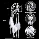 Dremisland Handmade White Dream Catcher Moon Design with Feathers 24 inch view 4