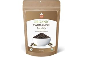 SPICY ORGANIC Premium Decorticated Organic Cardamom Seeds – 100% USDA Organic - Perfect for enhancing the taste of a variety of dishes such as baked goods, beverages, curry blends, and meat dishes- 4 Oz.