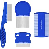 4-Pack Flea Comb for Dogs &amp; Cats Stainless Steel Pet Grooming Comb Set | High-Strength Teeth; Tear Stain Remover; Floating Hair Remover