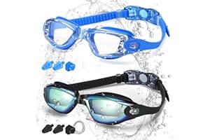 COOLOO Swim Goggles, 2 Pack Goggles Swimming Adult Swimming Goggles for Women Men Youth Teen Kids Anti Fog Anti-UV No Leaking