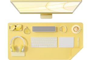 Crenovo Non Slip Mouse Pad, Desk Pad, Desk Mat, Upgrade Anti-Slip Grain PU Leather Desk Pad for Desktop, Desk Mat On Top of Desk Writing Mat for Office and Home (Ginger Black, 31.5" x 15.7")