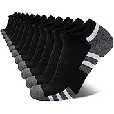 COOVAN Mens 12 Pack Athletic Ankle Socks, Mens Cushioned Comfortable Low Cut Sock 12 Pairs