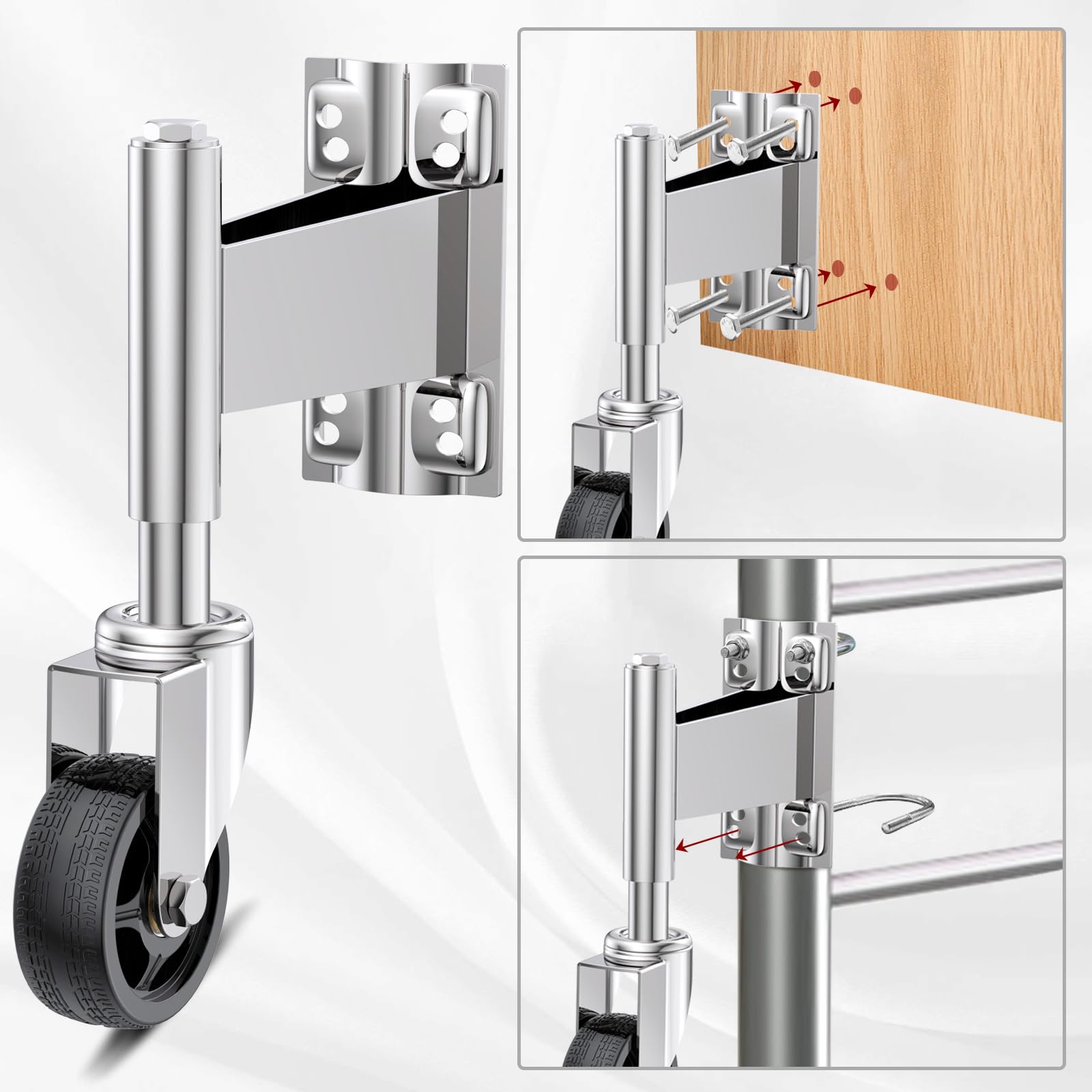 WOOSKY Spring Loaded Tube Gate Casters 4” Heavy