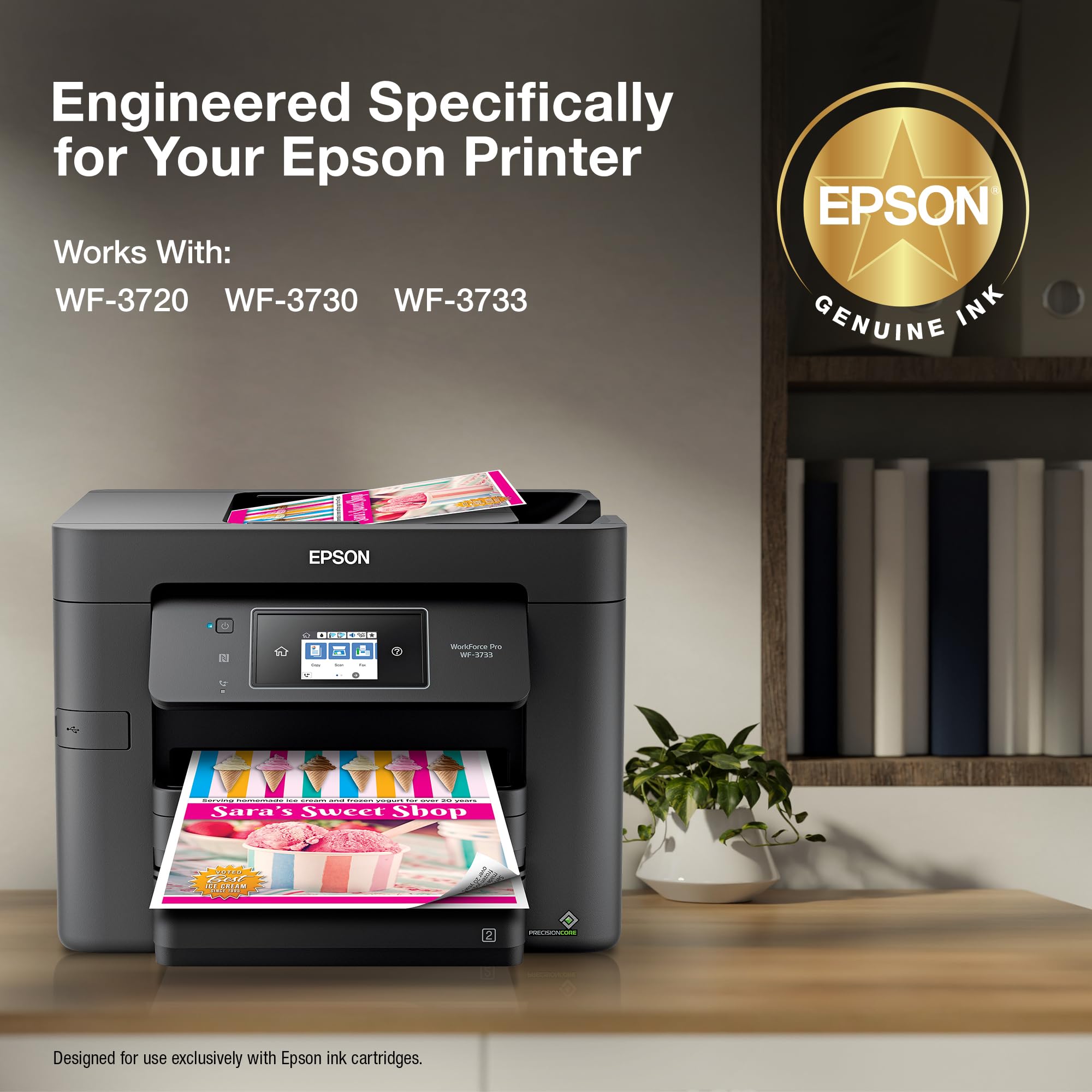 EPSON 702 DURABrite Ultra Ink Standard Capacity Black Cartridge (T702120-S) Works with WorkForce Pro WF-3720, WF-3730, WF-3733