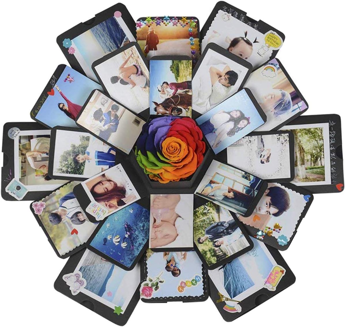 Asher Mother's Day Gift Creative Explosion Gift Box Recording Memories Box Scrapbook Photo Album with 9 Funny Cards and 12 Kinds of DIY Accessories Kit Creative Handmade Gift for Birthday Anniversary