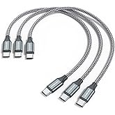 USB C to C Cable (3 Pack 1ft),Short USB Type C Fast Charging Nylon Braided Charger Cord Compatible with iPhone 17 16 Pro/15 Pro Max Android Samsung Galaxy S24 S23 S22,MacBook Pro, iPad Pro USB-C