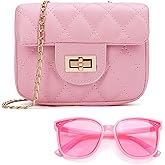 Suerico Kids Purse for Little Girls,Toddler Shoulder Bag Crossbody Bag Princess Handbag, Girls Purse with Sunglasses