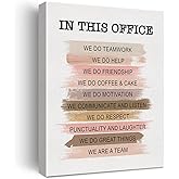 Motivational Teamwork Wall Art in This Office We Do Teamwork Canvas Print Inspirational Framed Diversity Painting for Office Home Wall & Tabletop Decor