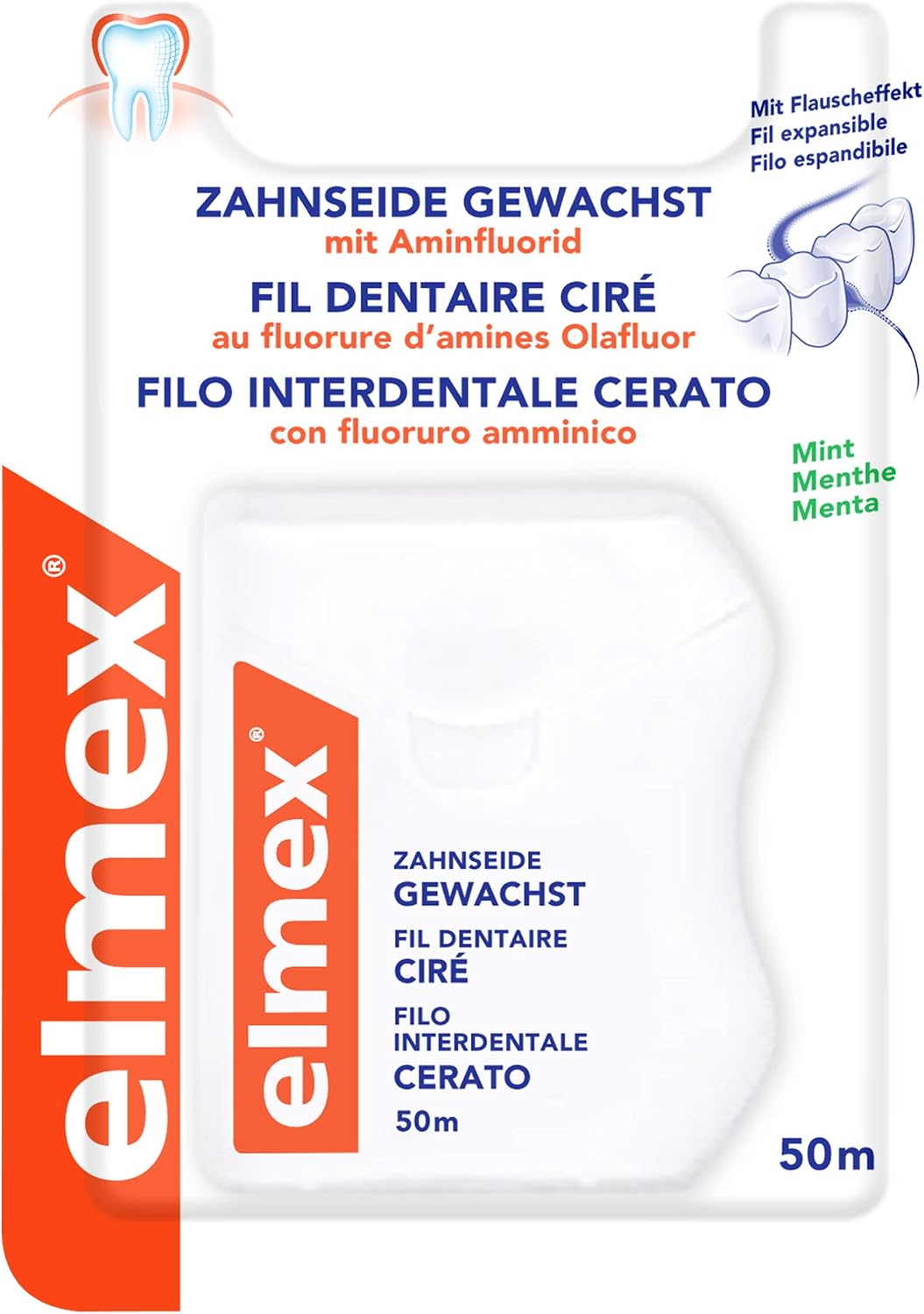 Elmex 159909 Dental Floss, Waxed, Pack of 1