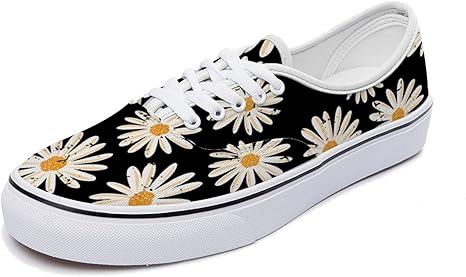 Amazon Co Jp スリッポンスニーカー キャンバスシューズ スニーカー 花柄 デイジー フラワー レースアップシューズ デッキシューズ カジュアルシューズ ウォーキングシューズ 靴 メンズ シューズ レディース ローカット カジュアル ホーム キッチン