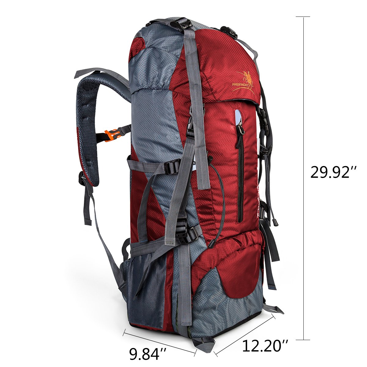 60+5L Water Resistant Hiking Backpack Outdoor Bag for Camping Climbing Mountaineering Travel Daypack Size 12.2\'\'x 9.8\'\'x 29.9\'\' (Red)