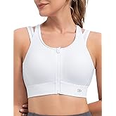 Yvette Front Closure High Support Sports Bras for Women Double Straps Plus Size Sports Bra with Sewn in Pads