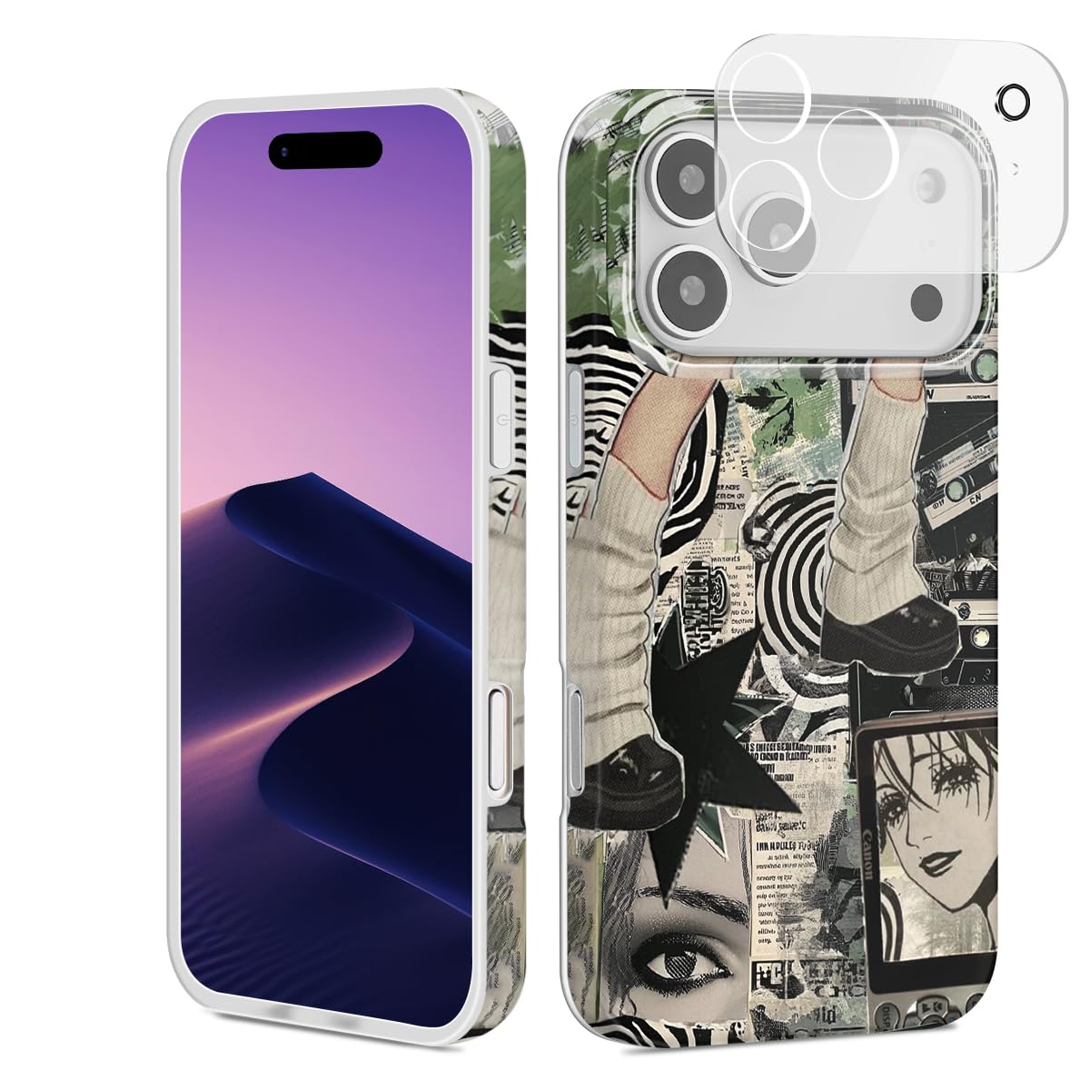 GEQCDBN Compatible with iPhone 17 Pro Max Case, Trendy Cute Grunge Anime Girly Soft Slim TPU Shockproof Aesthetic Protective Phone Case Cover for Women Girls 6.9"