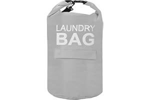 WOOHA Backpack Laundry Bag,71L Shoulder Laundry Bag With safety clips，Convenient Foldable Laundry Bag For colleges, camping, laundromats, apartments(Light Gray)