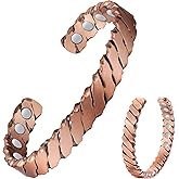 Feraco Copper Bracelets for Men, 12X Strength Wide Pure Copper Magnetic Bracelet for Men with Neodymium Magnets, Adjustable Cuff Bangle with Giftable Box