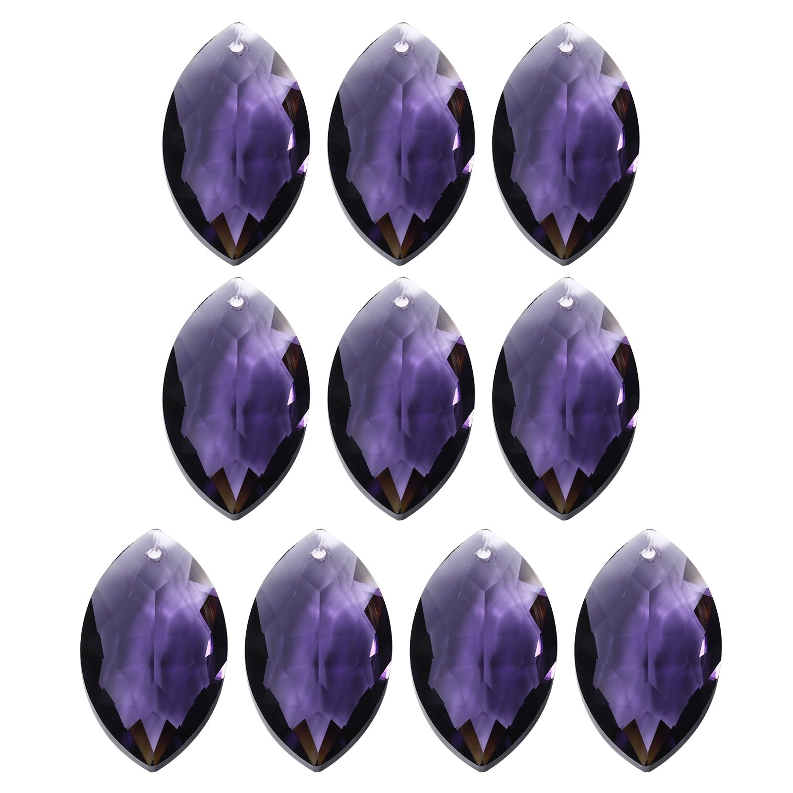 PATIKIL K9 Crystal Pendants Oval Beads, 10 Pack 38mm Chandelier Prisms Parts Hanging Beads DIY Lamp for Arts Crafts Decoration, Dark Purple