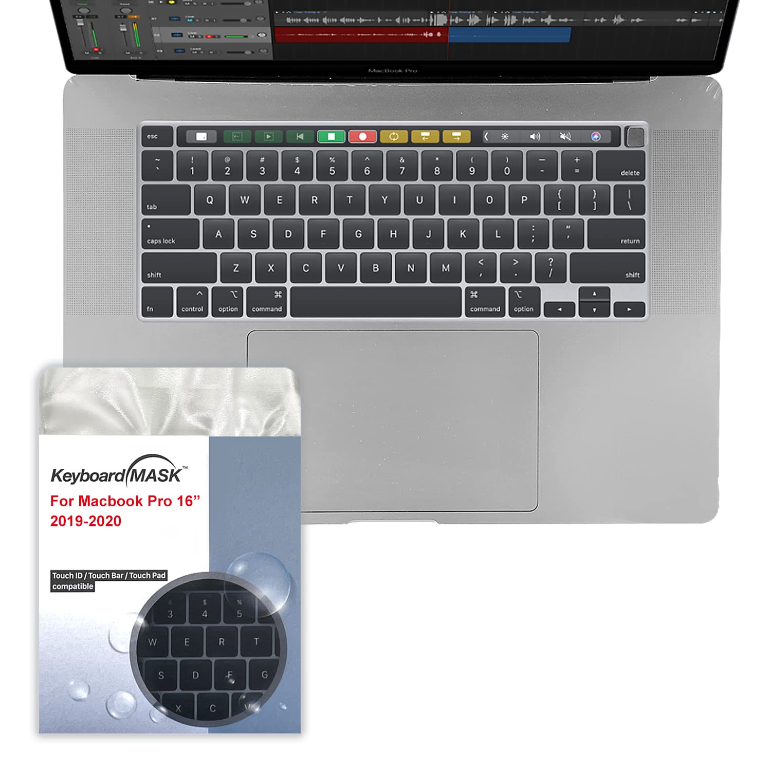 KeyboardMask for MacBook Pro 16" Matte Finish Full Cover for Keyboard + Touchbar/Pad/ID Work While Covered Ultra Thin Keyboard Cover Protector Waterproof MacBook Pro 16" (2016 2017 2018 2019 2020)