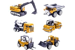 Tcvents 6 Pack Construction Toys, Alloy Diecast Cars Construction Trucks Toy for 3 4 5 6 7 Year Old Boy, Forklift, Excavator, Dump Truck Tractor Toy Playset for Kids Toddlers Birthday