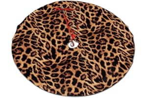 ACOZUHSE 36 Inch Christmas Tree Skirts, Festive Xmas Decorations for Indoor Outdoor Use, Leopard Print Christmas Tree Mat for Festival Celebrations